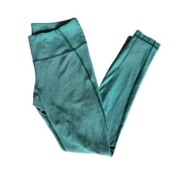 Lululemon Women’s Wunder Under Heathered Wee Stripe Menthol Green Leggings Sz 10 - Picture 10 of 11